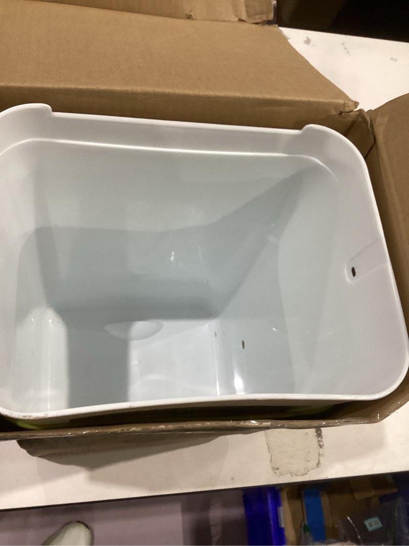 Condition photo showing As Is for MAYKI Chicken Feeder and Waterer Set, 3 Gallon/26 LB No Waste Poultry Feeding System with Hanging Option, Automatic Coop Accessories for 10 Hens, Upgraded Feeder Port Water Cup, BPA-Free Winter Design Green & White Large