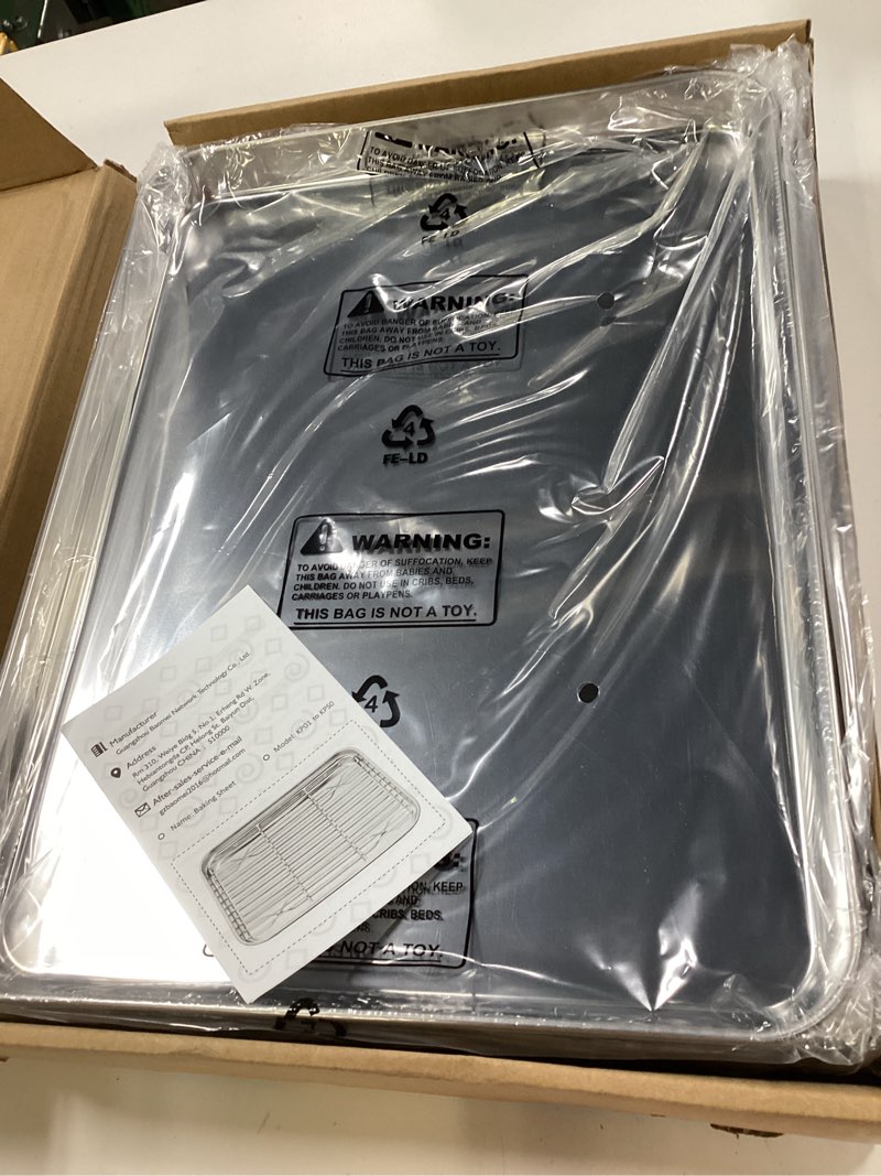Condition photo showing New/Like New for CEKEE Baking Sheet Set of 12, Stainless Steel 16 Inche Cookie Sheets for Baking, Baking Sheet Pan Toaster Oven Tray, Jelly Roll Pan, Warp Resistant & Heavy Duty, Size 16 x 12 x 1 Inches