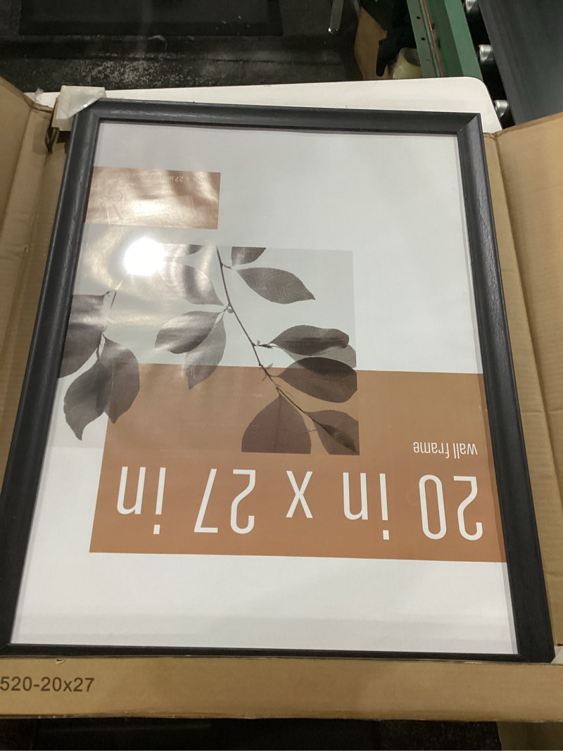 Condition photo showing New/Like New for MCS Studio Gallery Classic 20x27 Poster Frame Black Woodgrain Engineered Wood, Vertical & Horizontal Wall Hanging Large Picture Frame for Photos, Posters & Art Prints (1-Pack) 20x27 Black Woodgrain