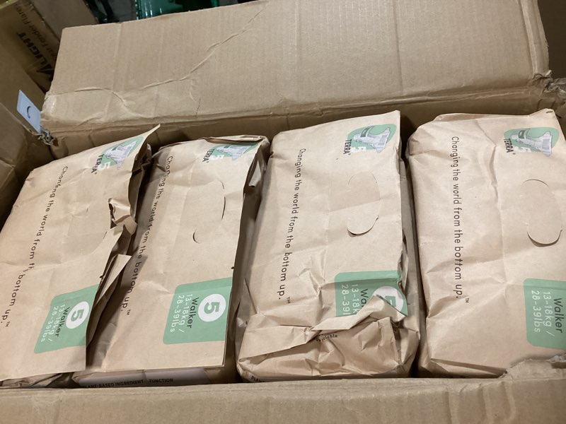 Condition photo showing New/Like New for Terra Size 5 Diapers: 85% Plant-Based Diapers, Ultra-Soft & Chemical-Free for Sensitive Skin, Superior Absorbency for Day or Nighttime Diapers, Designed for Toddlers 28-39 Pounds, 128 Count