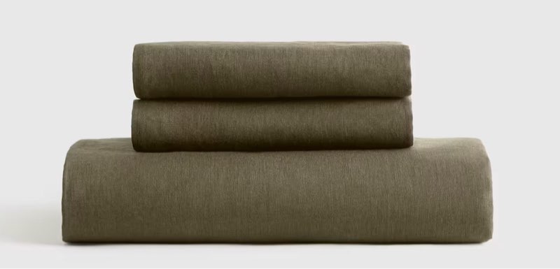 quince european linen fitted sheet set full olive