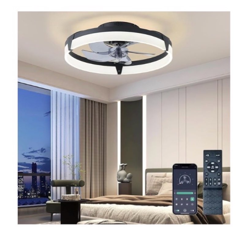 GJeg 20? Ceiling Fans with Lights and Remote, New Upgraded Low Profile Ceiling Fan,Dimmable Modern Flush Mount LED Ceiling Fan,Ultra Quiet 3CCT Ceiling Fans for Bedroom,Living Room,Black