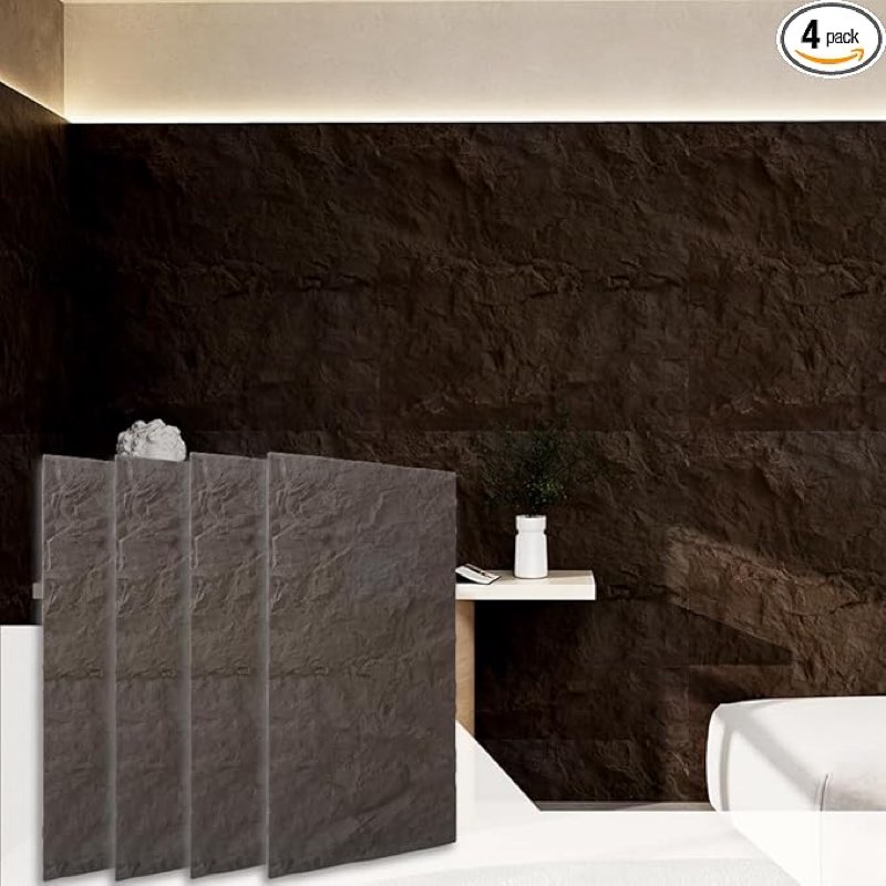 Eazart Modern 3D Wall Panels - Faux Stone Look, Waterproof PU Wainscoting for Interior Wall Decor - 