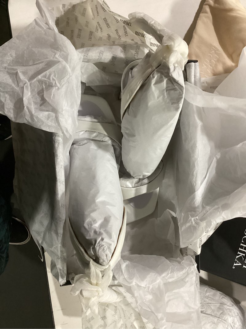 Condition photo showing Good Condition for (Size 10)-Badgley Mischka Women's Loretta Heeled Sandal 8 Soft White