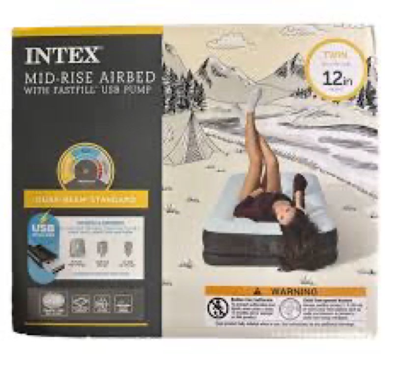 intex dura-beam prestige 12" queen air mattress with quickfill usb air pump