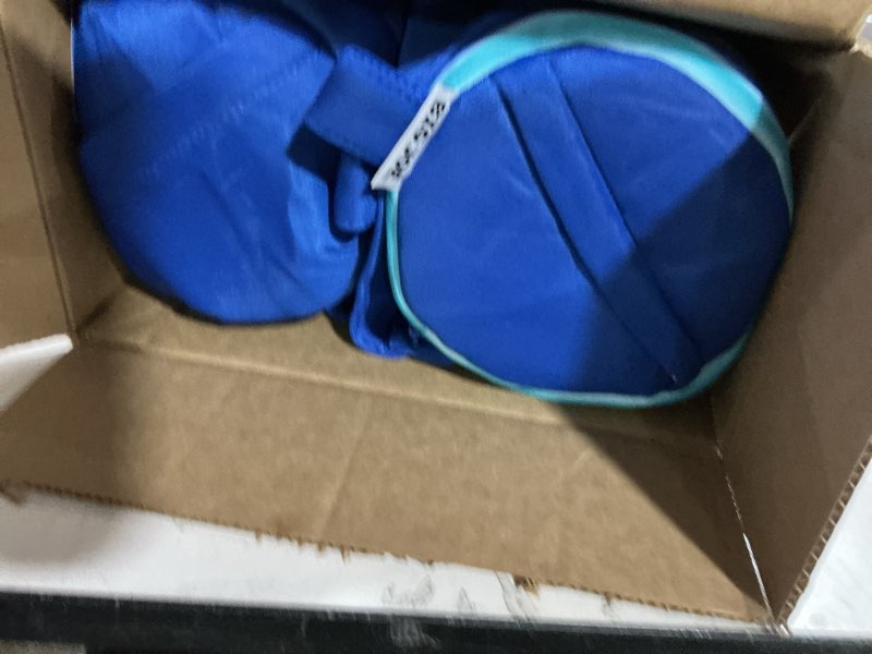 Condition photo showing As Is for Big Joe Noodle Sling, No Inflation Needed, Pool Float with Armrests, Quick Draining Fabric, Cup Holder Blurred Blue Noodle Sling