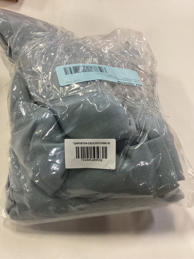 Condition photo showing Good Condition for turquoize natural linen light filtering semi sheer living room curtains back tab loop pocket 2 panels for bedroom 52  x 63   stone blue