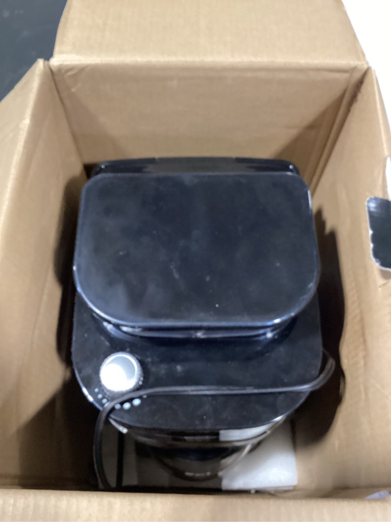 Condition photo showing As Is for 10-cup drip coffee maker with built-in grinder, programmable grind & brew, 220g bean hopper, adjustable grind size & coffee strength, descaling alert, 24h timer, 2h keep warm, led touchscreen