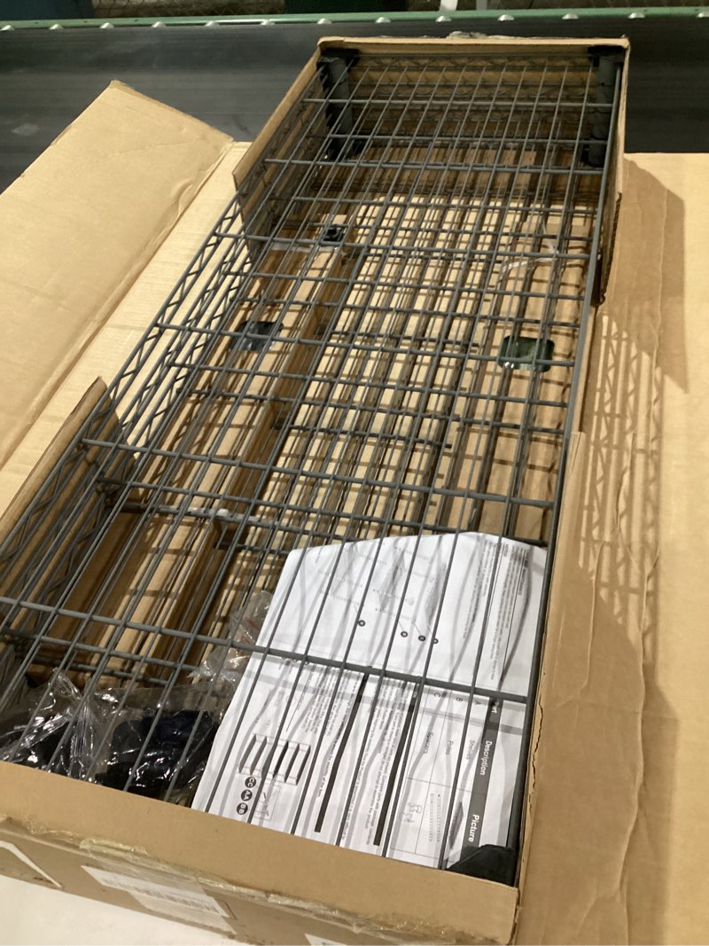 Condition photo showing Good Condition for m mzg 2400lbs 47.3\" w stand shelf wire rust-proof outdoor storage shelving 4-tier utility shelving unit for garden home,kitchen,office dark grey 17.7\" d x 47.3\" w x 59.4\" h 4 tiers, 17.7\" d x 47.3\" w x 59.4\" h dark grey