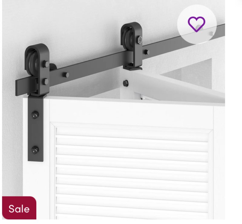 Standard Bifold Single Barn Door Hardware Kit (Door Not Included), J shape Hanger