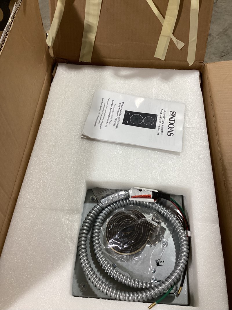 Condition photo showing Good Condition for SNDOAS 2 Burner Electric Cooktop,12 inch Built-in 3000W and 9 Power Levels Glass Ceramic Stove Top,Electric Stove with Knob Control,Hardwired 240V for Kitchen,Residual Heat Protection,Easy Clean