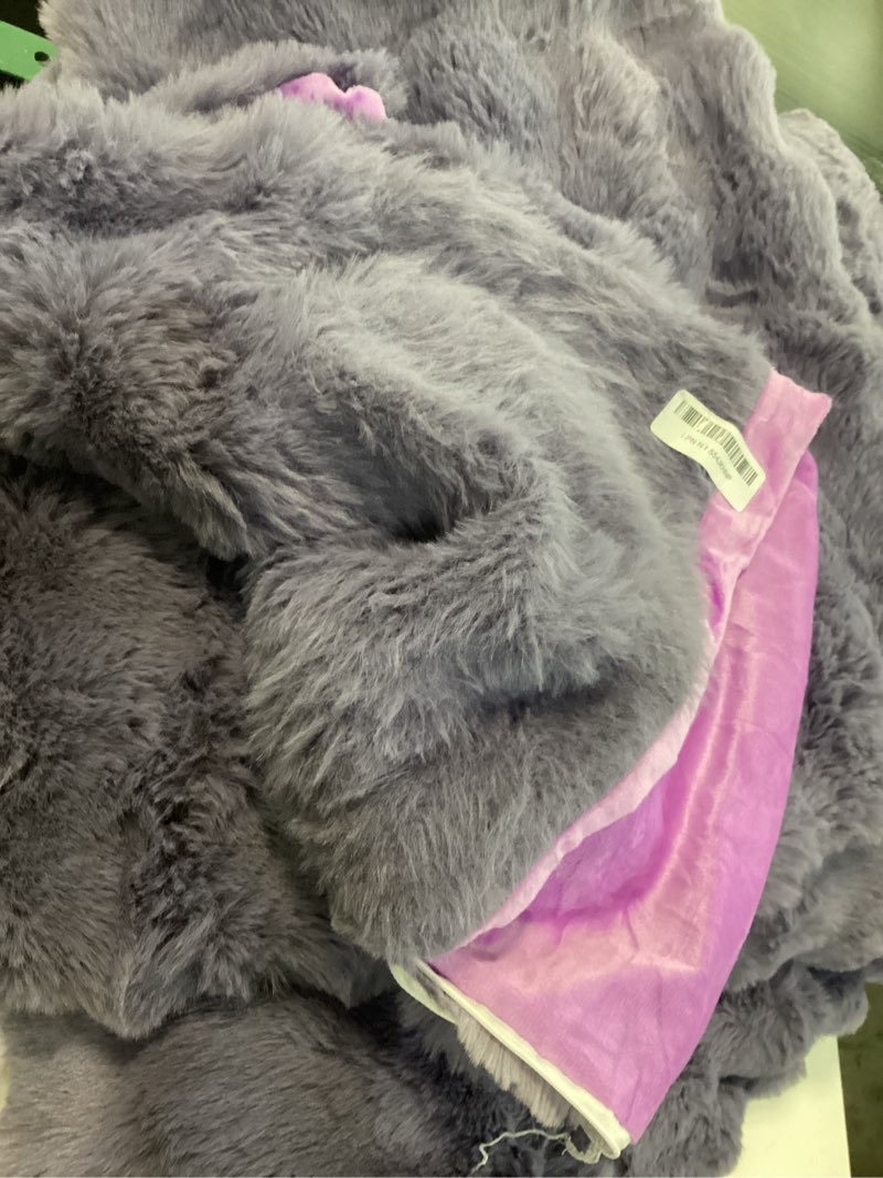 Condition photo showing As Is for Faux Fur Kid Girls Purple Comforter Sets Queen - 3PC Bed Set Warm Comfortable Soft Plush Flannel Velvet Fluffy Fuzzy Bedding?Comforter x 1 Pillowcases x 2? A-purple Queen
