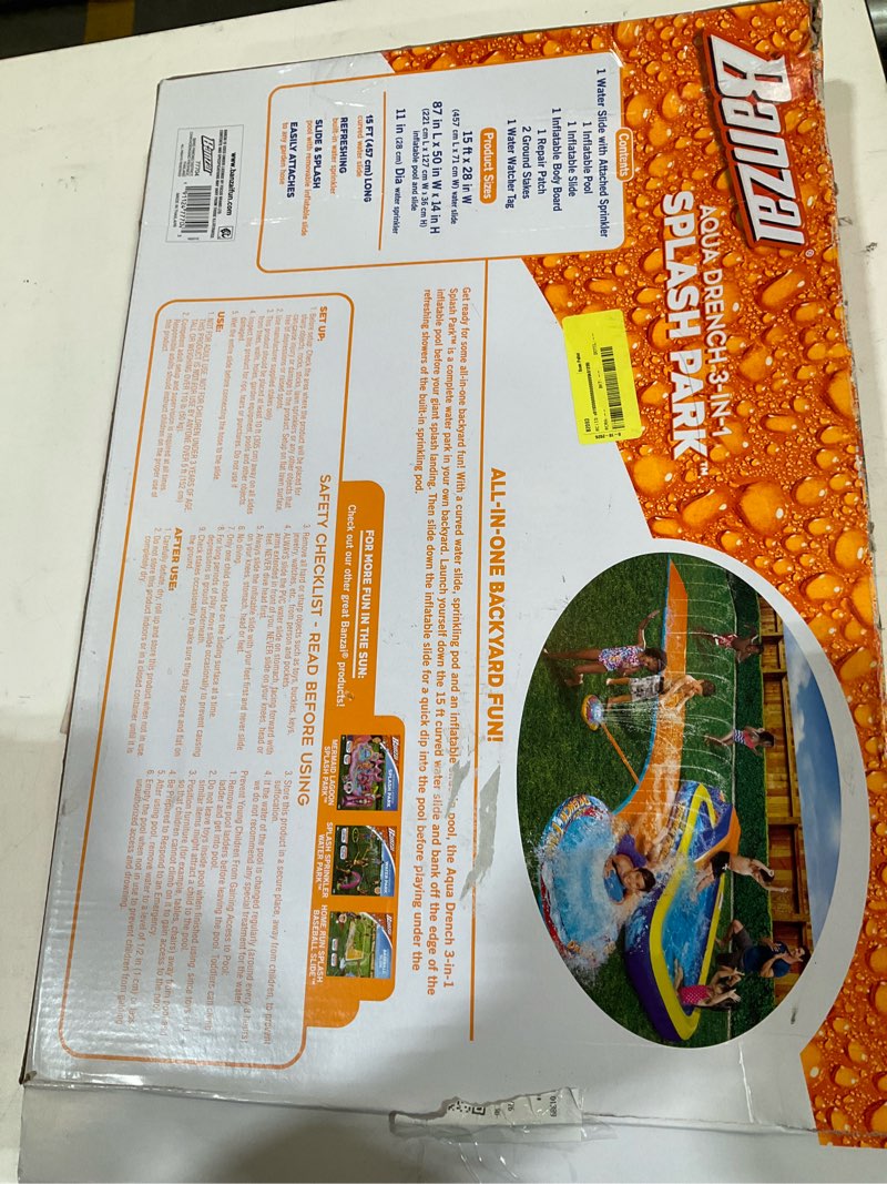 Condition photo showing As Is for banzai aqua drench 3-in-1 splash park for outdoor summer fun ages 3+