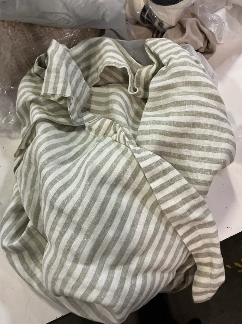 Condition photo showing Good Condition for european linen euro sham, euro, willowleaf/white stripe