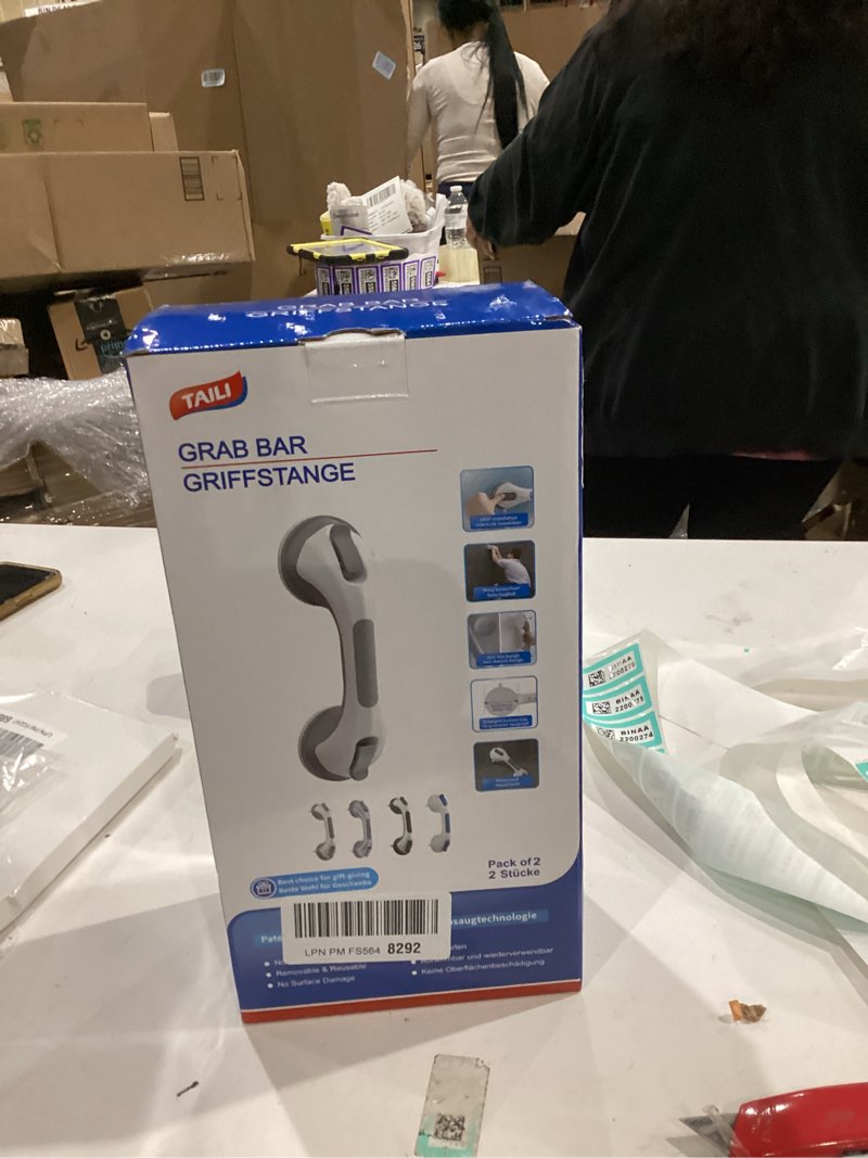 Condition photo showing New/Like New for TAILI Shower Grab Bar, 2 Pack 12 Inch Suction Grab Bars for Bathtubs and Showers for Elderly, Shower Handle for Seniors Bathroom Safety Grip, No Drilling Removable,Grey 12.2" Gray