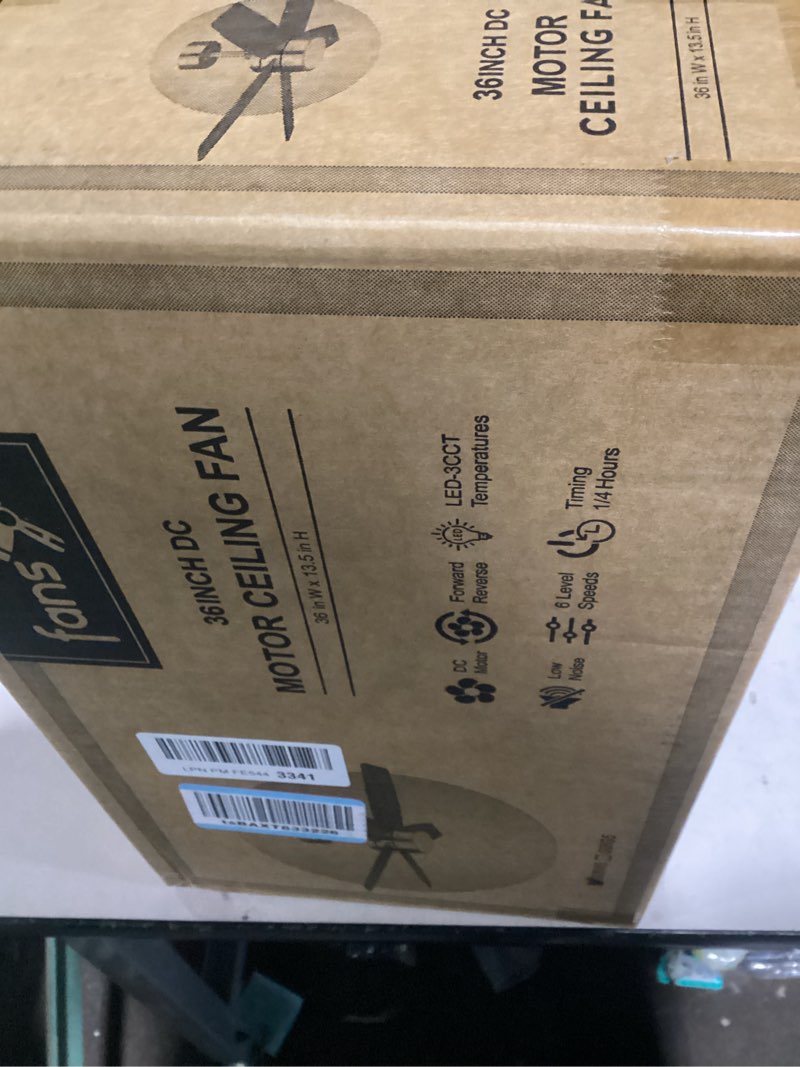 Condition photo showing Good Condition for 36 inch small ceiling fan with light - ceiling fan for living room and bedroom - 3cct - dimmable - dc motor reversible function for summer and winter - suit for kids room - 008w5 walnut