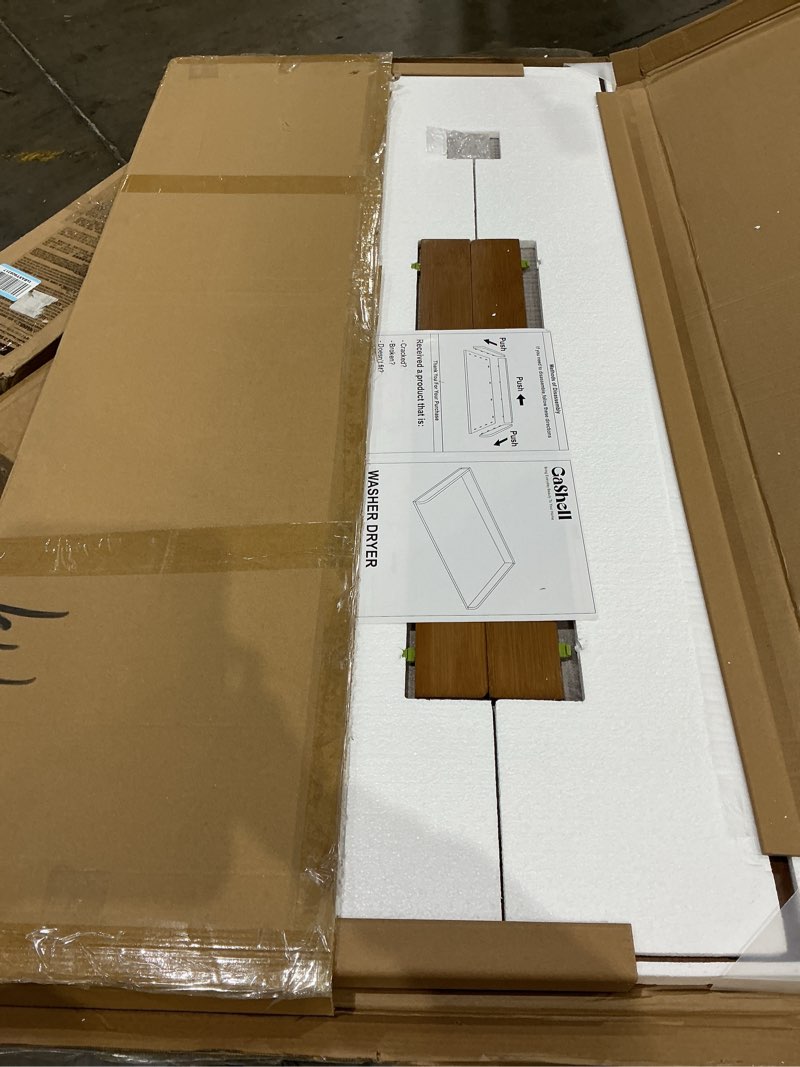 Condition photo showing Good Condition for washer dryer countertop, 27.5" x 54" bamboo washer and dryer countertop for laundry room organization(retro brown) retro brown standard (27.5"d x 54"w)