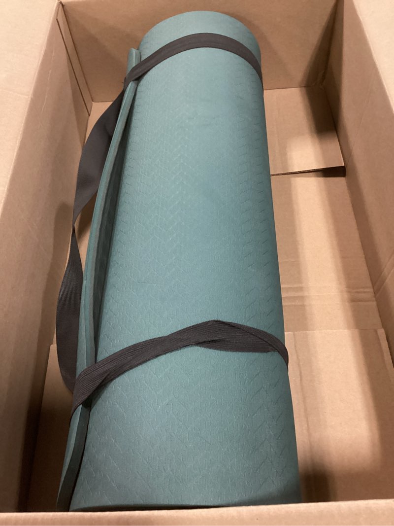 Condition photo showing Good Condition for retrospec solana yoga mat 1" thick w/nylon strap for men & women - non slip exercise mat for home yoga, pilates, stretching, floor & fitness workouts wild spruce 1 inch