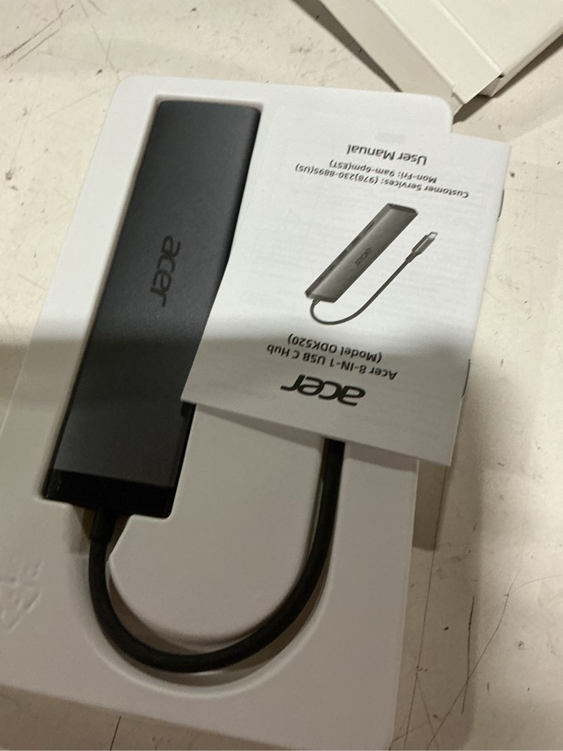 Condition photo showing Good Condition for acer 8 in 1 usb c hub 10gbps, usbc to hdmi adapter 4k@60hz, 2×usb-c 3.2, 2×usb a 3.0 data transfer, 100w pd port type c multiport splitter with sd/tf card reader, for macbook neo, laptop, pc, desktop 0.69ft