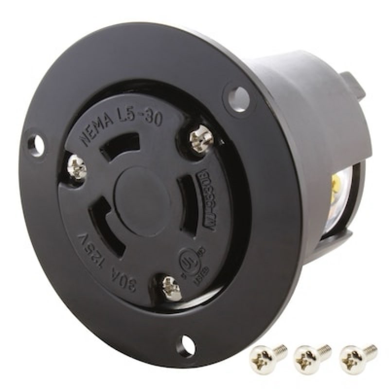 AC WORKS NEMA L5-30 30 -Amp 125-volt Commercial Round Outlet Receptacles , Black