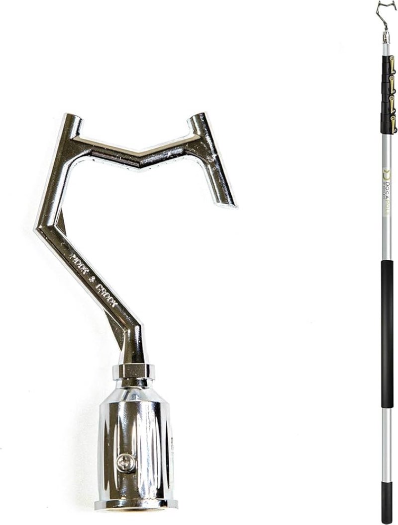 DocaPole 6-24 Foot (30 ft Reach) Hook with Telescopic Extension Pole for Hanging Lights, Boat Accessories, Pool, Clothing, and Other Retrieval