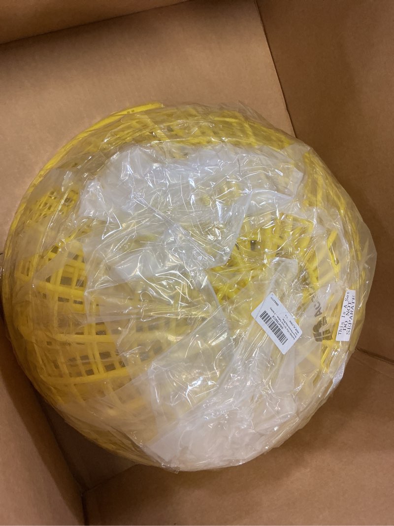 Condition photo showing Good Condition for 3 Pcs 19.7 Inch Yellow Ball Chicken Animals Cage, Plastic Rolling Orb Movable for Chickens Rabbits Birds Pigeons, Outdoor Farm Range Portable Round Coop Hutch Safety Globe Prevents Dog Bites
