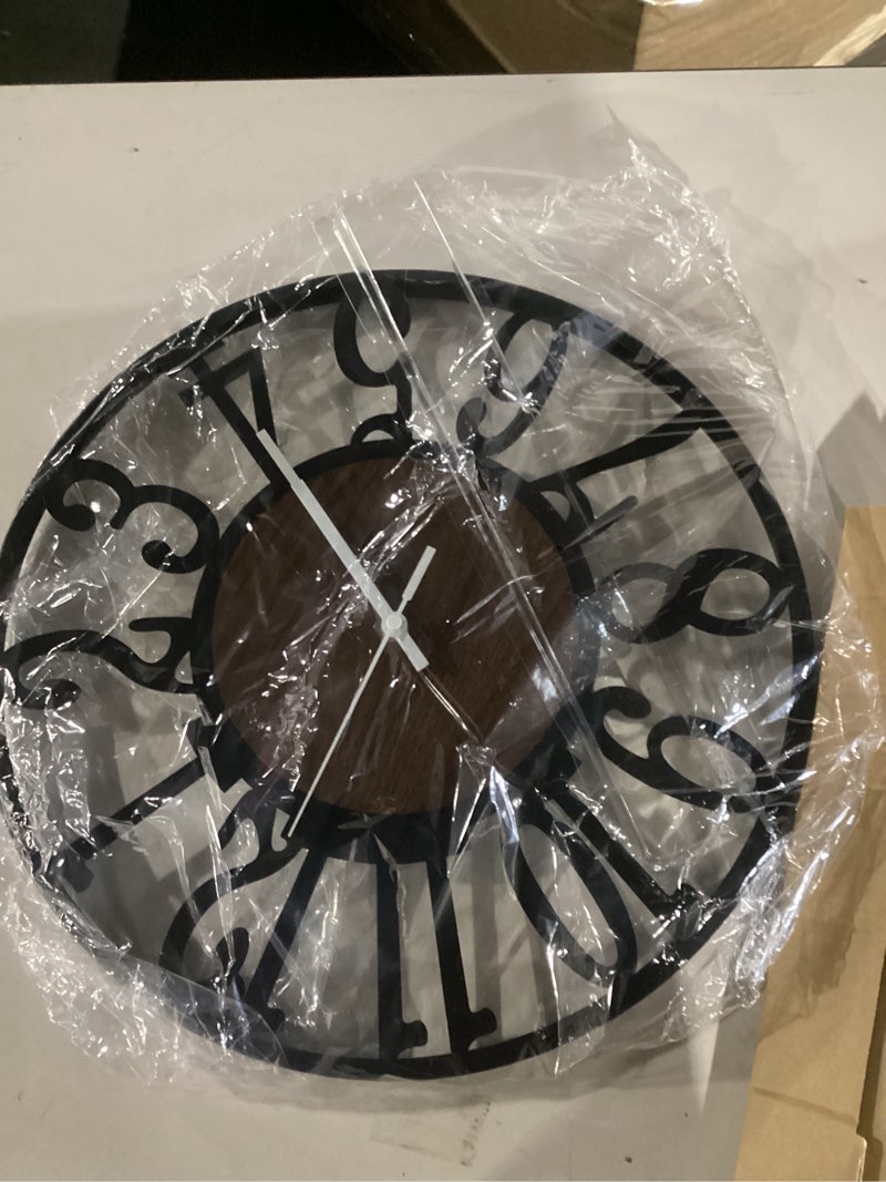 Condition photo showing New/Like New for leike large wall clocks,silent,non ticking,battery operated rustic round modern big wood wall clock for living room, bedroom,kitchen,farmhouse,office,home decor-16 inch(black-arabic number) 16 in black wood-arabic number