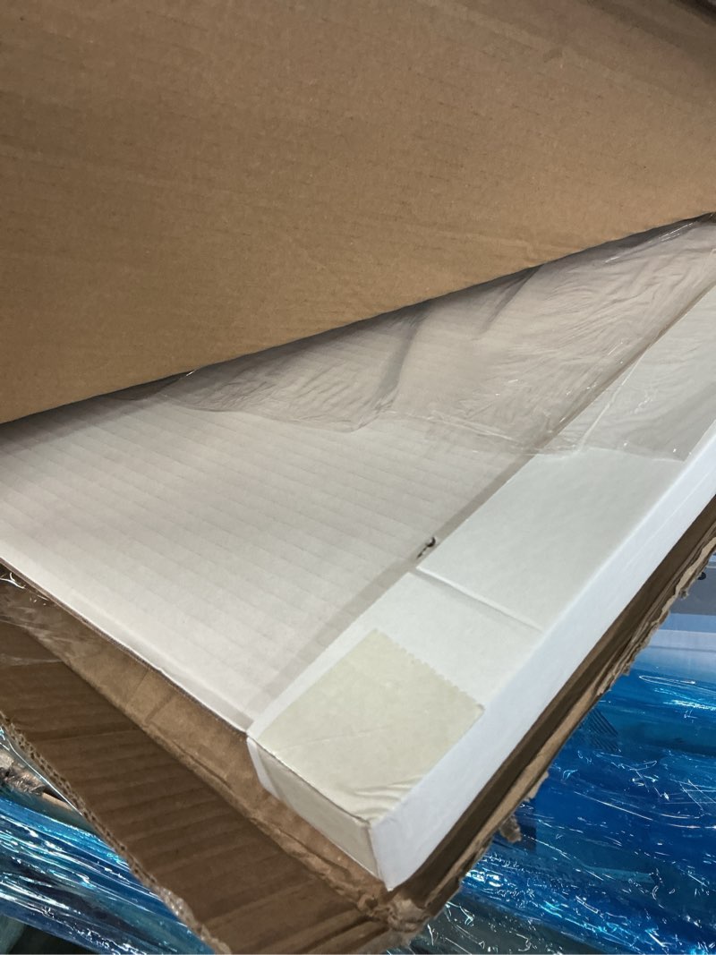 Condition photo showing Good Condition for 6 ft. tall white temporary cardboard folding screen - 4 panel