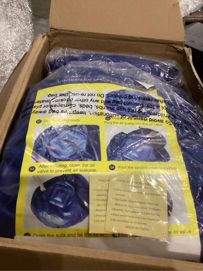 Condition photo showing As Is for Realspring Inflatable Bean Bag Chairs Outdoor Blow up Camping Chairs Inflatable Lazy Sofa Folding Portable Bean Bag Loungers Couch for Movie Night(Dark Blue,12 Pcs) 12 Dark Blue