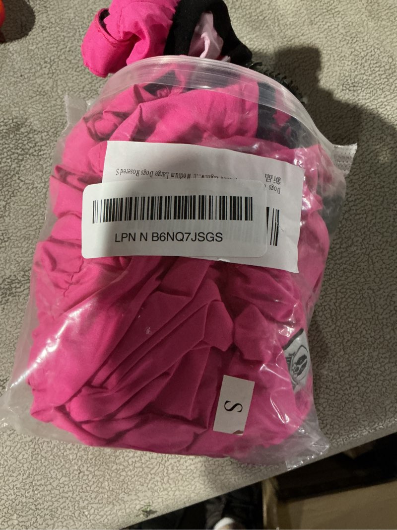 Condition photo showing Good Condition for Lovelonglong Waterproof Dog Raincoat – 4-Leg Full Body Dog Rain Suit with Reflective Strips & Leash Opening, Outdoor Dog Jacket for Rainy Weather S (back 10.5") Rosered