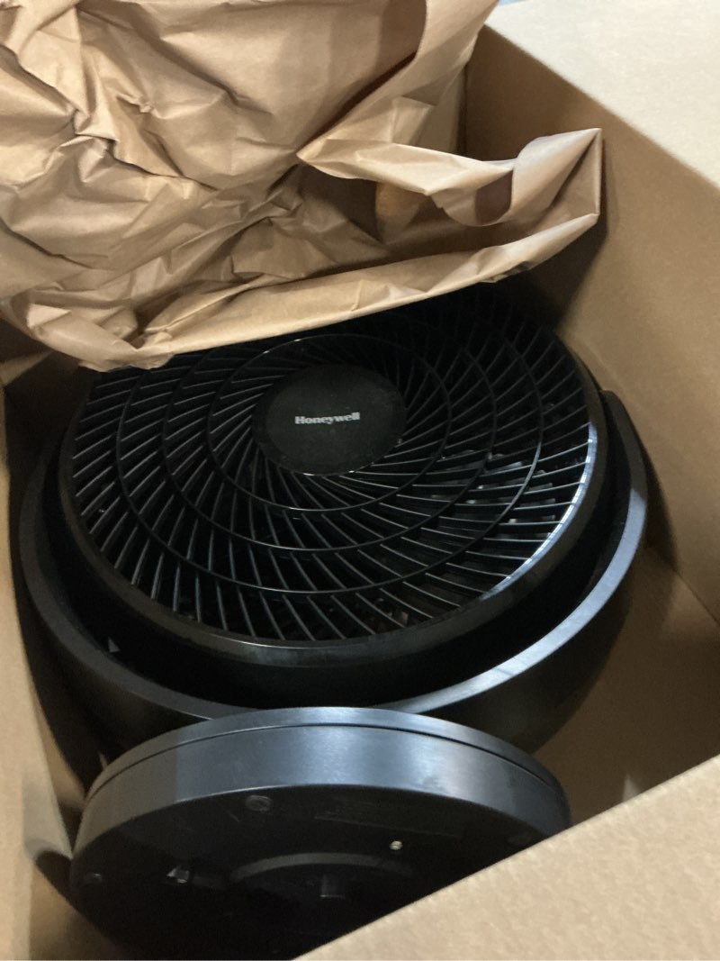 Condition photo showing As Is for pur honeywell hf715 turbo force floor, small, black – oscillating personal fan for home or office with remote electronic led controls-3 speeds and 90 degree pivot