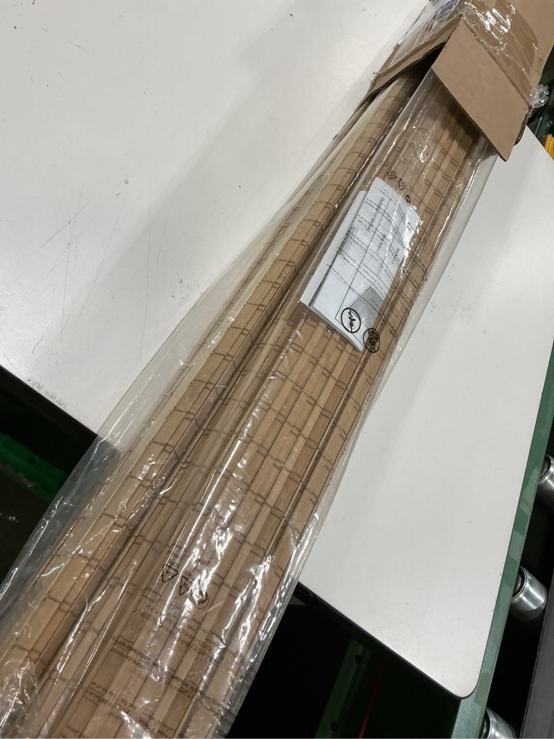 Condition photo showing New/Like New for seeye cordless bamboo roman shades, blackout natural bamboo blinds for indoor windows, roll up blind privacy shade for home, office, door, uv resistant & easy to install, 39" w x 64" h, carbonized privacy - carbonized 39"w x 64"h