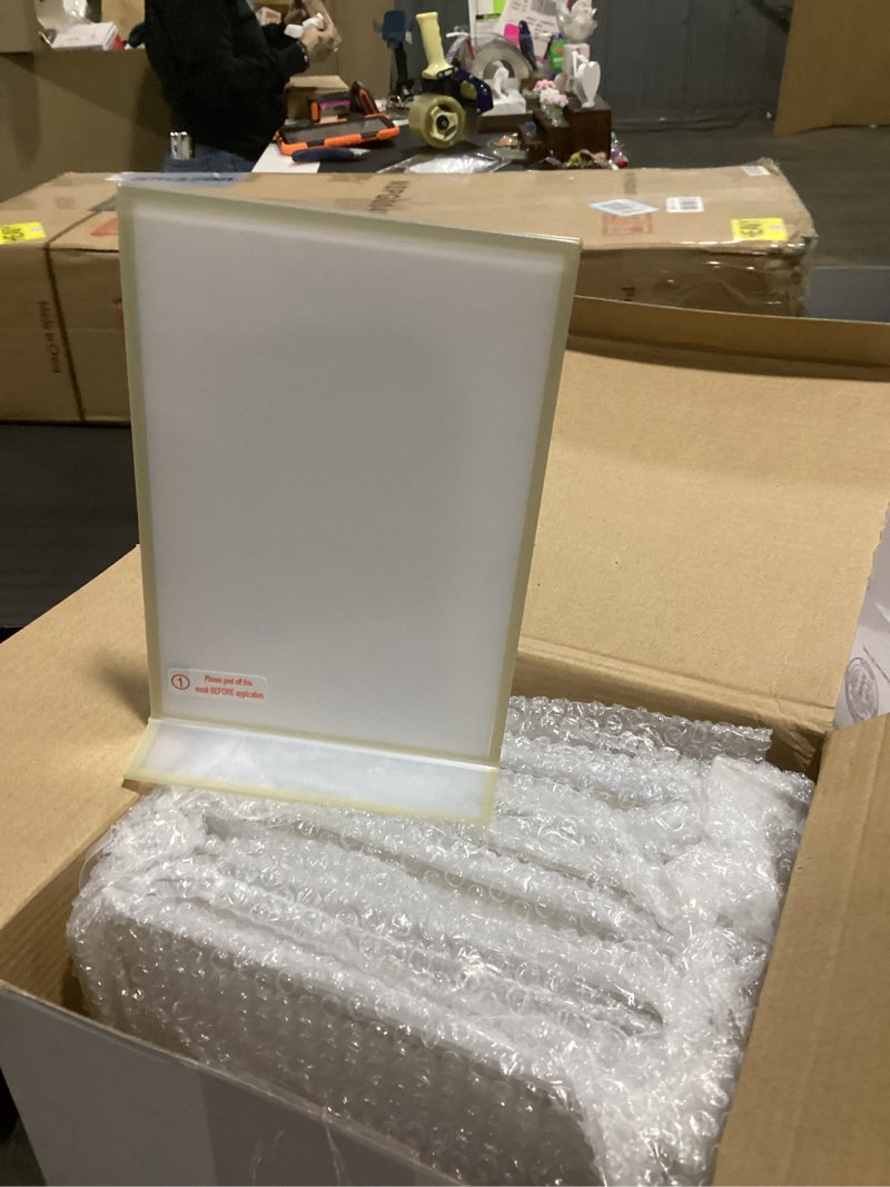 Condition photo showing Good Condition for hoteam 18 pack acrylic sign holder 4 x 6 inch gold frames wedding table number holders, double sided picture frame clear display menu stand for home photo flyers wedding party (vertical) vertical 4 x 6 inch