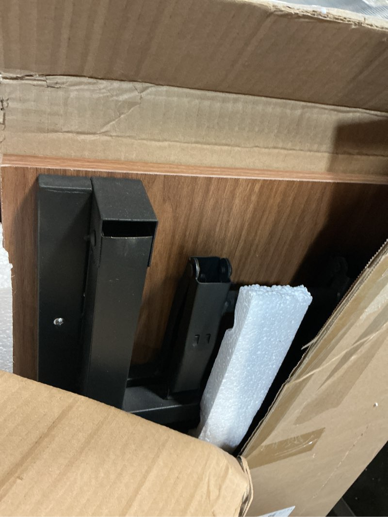 Condition photo showing As Is for TEMI Small Computer Desk Folding Table - 35.8" Foldable Office Desk, No Assembly, Perfect for Small Spaces in Bedroom, Dorm, or Apartment, Portable Mini Desk or Study Table with Compact Design, Walnut 35.8 Inch NO Power Outlets Dark Walnut
