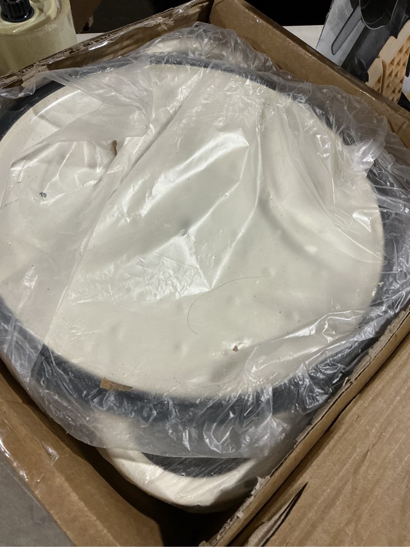 Condition photo showing As Is for enameled cast iron dutch oven - umite chef 5qt pot with lid & cotton potholders - heavy-duty cookware for bread baking, braising, stews, roasting(cream white) cream white 5qt