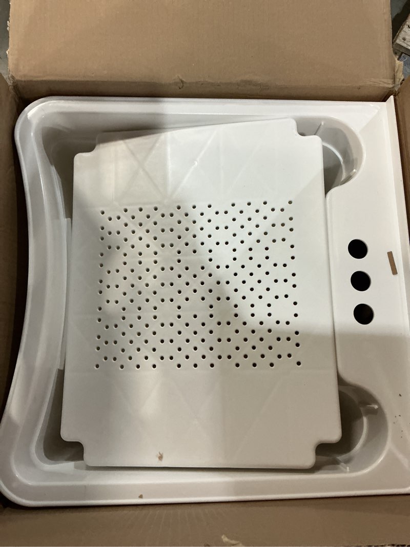 Condition photo showing Good Condition for Zenna Home Utility Sink for Laundry Room and Garage, Freestanding Laundry Sink for Garage or Kitchen, Indoor & Outdoor Utility Tub with Pull-Out Faucet, Towel Bar, 24" W x 24" D x 36.75" H, White