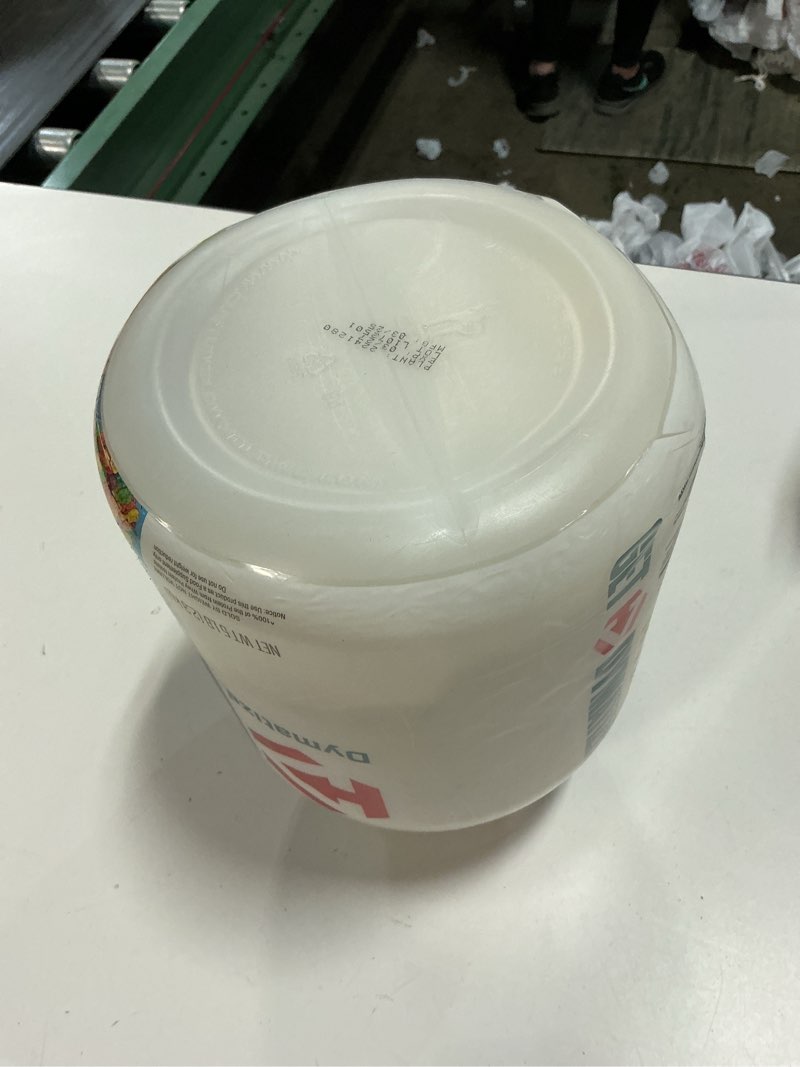 Condition photo showing New/Like New for (exp:03/2027)dymatize x fruity pebbles iso100 whey protein powder isolate, 25g of protein, 5.5g bcaas, 120 cal., gluten free, 1g fat, 1g sugar, 2g carb (75 servings) fruity pebbles 5 pound (pack of 1)