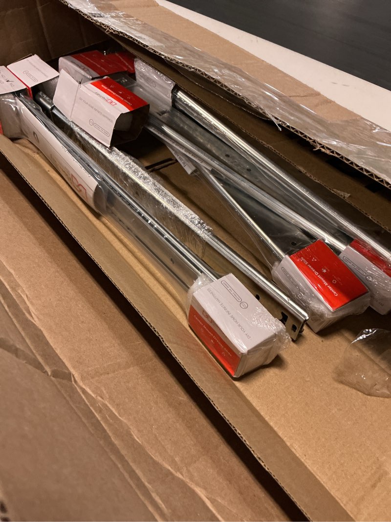 Condition photo showing Good Condition for homdiy 5 pack 16inch heavy duty centered bottom mounted drawer slides for cabinet & dresser drawers, bottom mount drawer slides 3/4 extension glide track 16 inch 5 pack