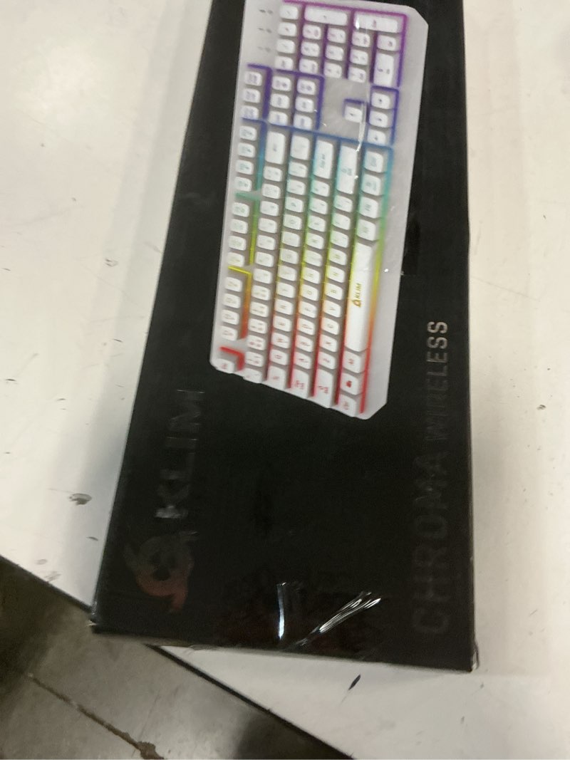 Condition photo showing New/Like New for KLIM Chroma White Wireless Keyboard – RGB Backlit, Rechargeable Battery, Wireless Keyboard with Water-Resistant Durable Design, Compatible with PC, Mac, PS4, PS5