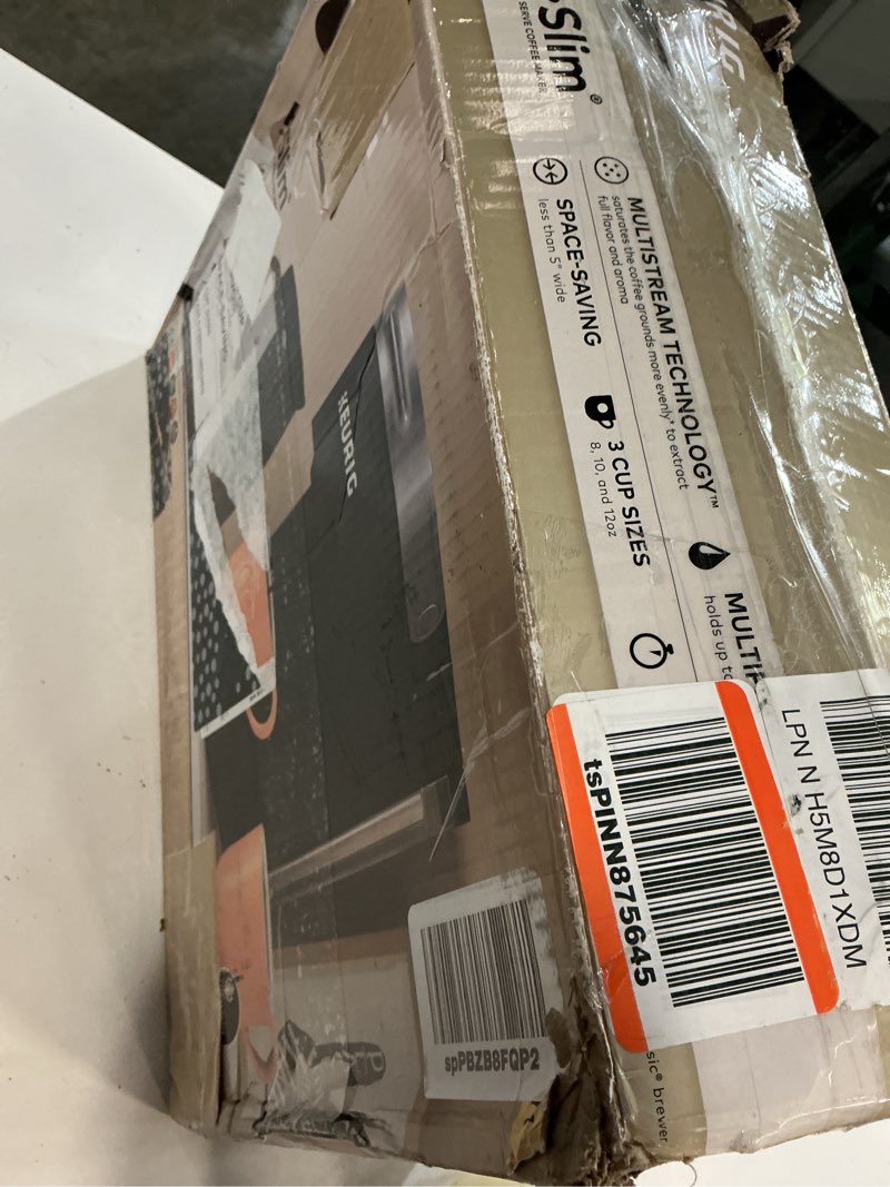 Condition photo showing As Is for Keurig K-Slim Single Serve K-Cup Pod Coffee Maker, Multistream Technology, 3 Brew Sizes, Slim and Sleek Design, 46oz Removable Reservoir, Black