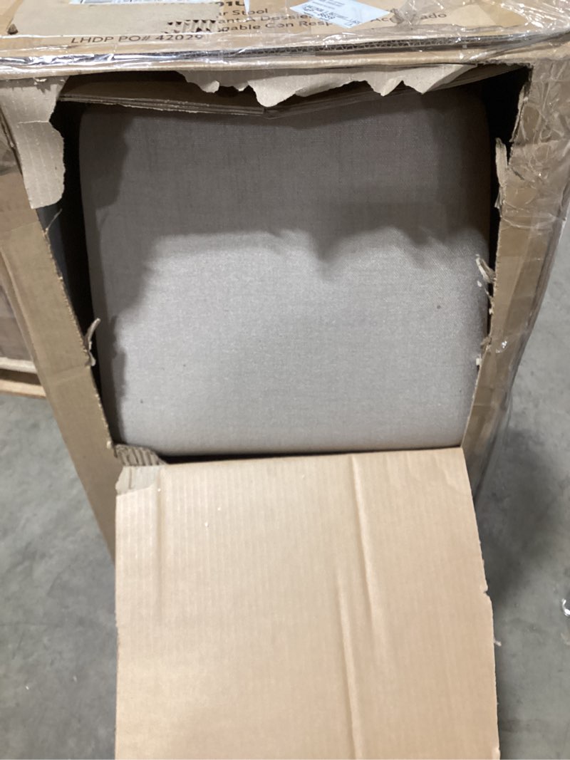 Condition photo showing As Is for Linon Keira Natural Rustic Wooden Folding 30.75 Inch Seat Height Barstool with Beige Upholstered Seat and Back Natural Classic