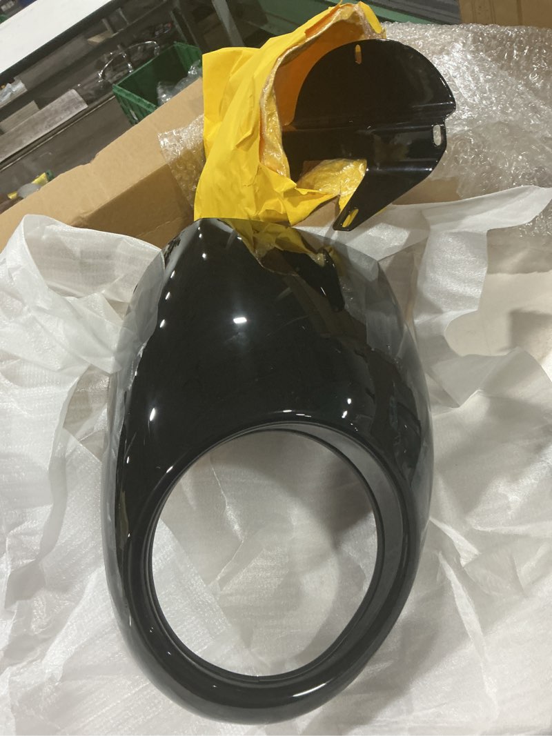 Condition photo showing Good Condition for front headlight fairing for 1982-later sportster dyna, motorcycle headlamp visor cowl fairing mask for harley davidson sportster xl iron 883 1200 superlow dyna fxd low rider super glide (gloss black)
