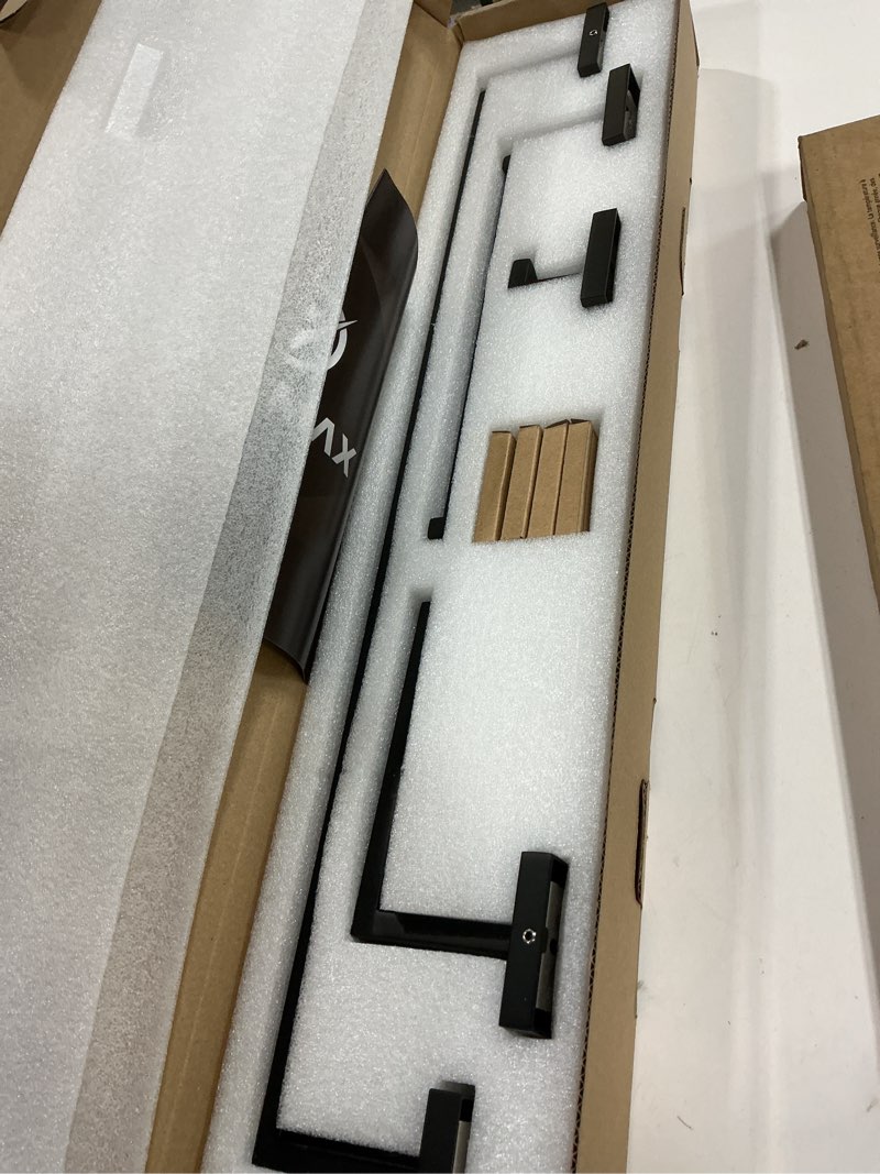 Condition photo showing Good Condition for VELIMAX Premium Stainless Steel 4 Pieces Bathroom Hardware Accessories Set Wall Mounted Towel Bar Set, Matte Black, 24-Inch 24-inch Matte Black