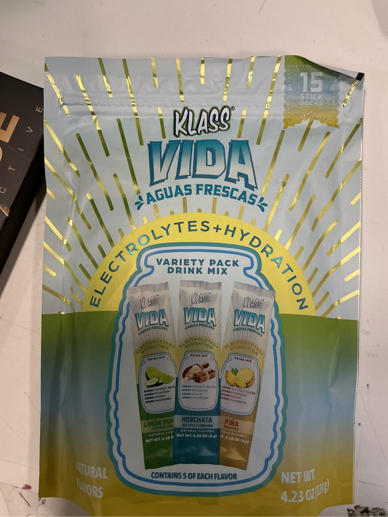 KLASS VIDA Variety Pack Electrolyte Drink Mix – Pineapple, Horchata & Cucumber Limeade Flavors | Sug