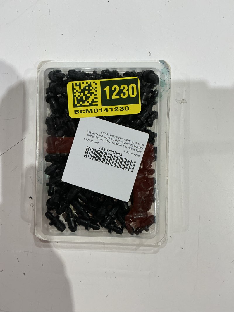 Condition photo showing Good Condition for drip irrigation plugs, 1/4\" drip tubing end cap irrigation stopper goof hole plugs drip system parts for home garden lawn (black)