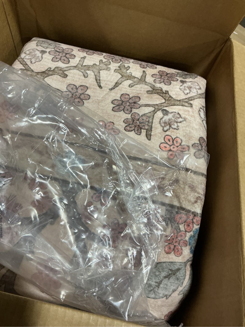 Condition photo showing Good Condition for (style may vary) extra large 10x14 area rug for living room, washable rugs for dining room, bedroom, non slip stain resistant carpet, low pile vintage floral rug (beige red) beige red 10' x 14' (rectangular)