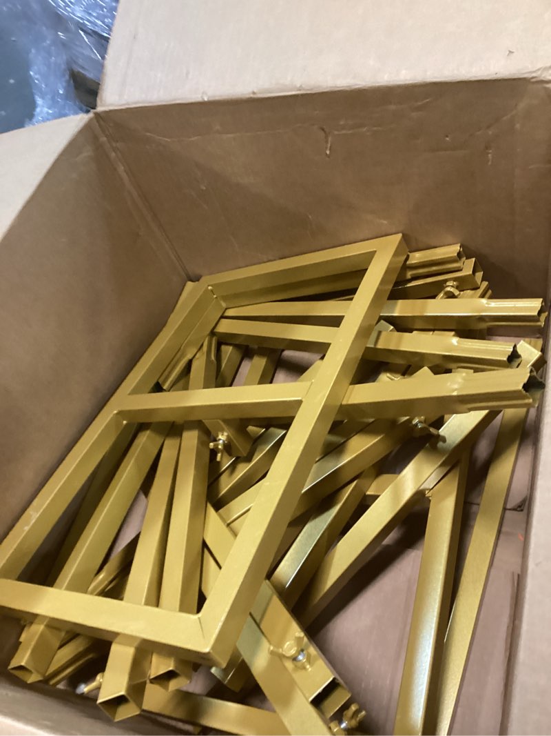 Condition photo showing As Is for Queension Metal Arch Backdrop Stand 8Ft Wide 7Ft High, Wedding Arch Frame for Wedding Decorations, Balloon Arch Stand with Base for Ceremony, Outdoor Garden Arch Trellis for Climbing Plants, Gold