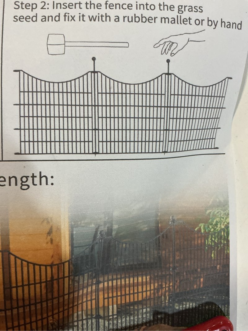 Condition photo showing Good Condition for Similar 10 Pack Animal Barrier Fence, 17 Inch(H) X 10 Ft(L) Decorative Garden Fencing, Rustproof Metal Wire Garden Fence Border, Dog Rabbits Ground Stakes Defence Fence for Outdoor Landscape Patio, T Shape.