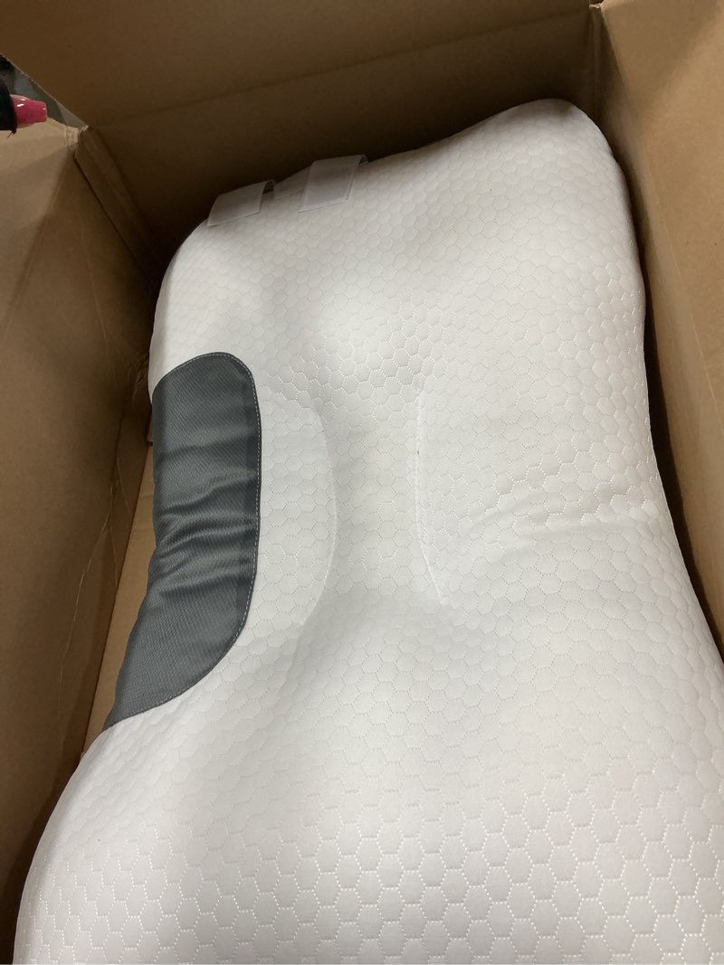 Condition photo showing Good Condition for knitted massage pillow - high elasticity memory foam, ergonomic contoured design for comfort support & pressure relief (ideal for side, back & stomach sleepers) (medium size)