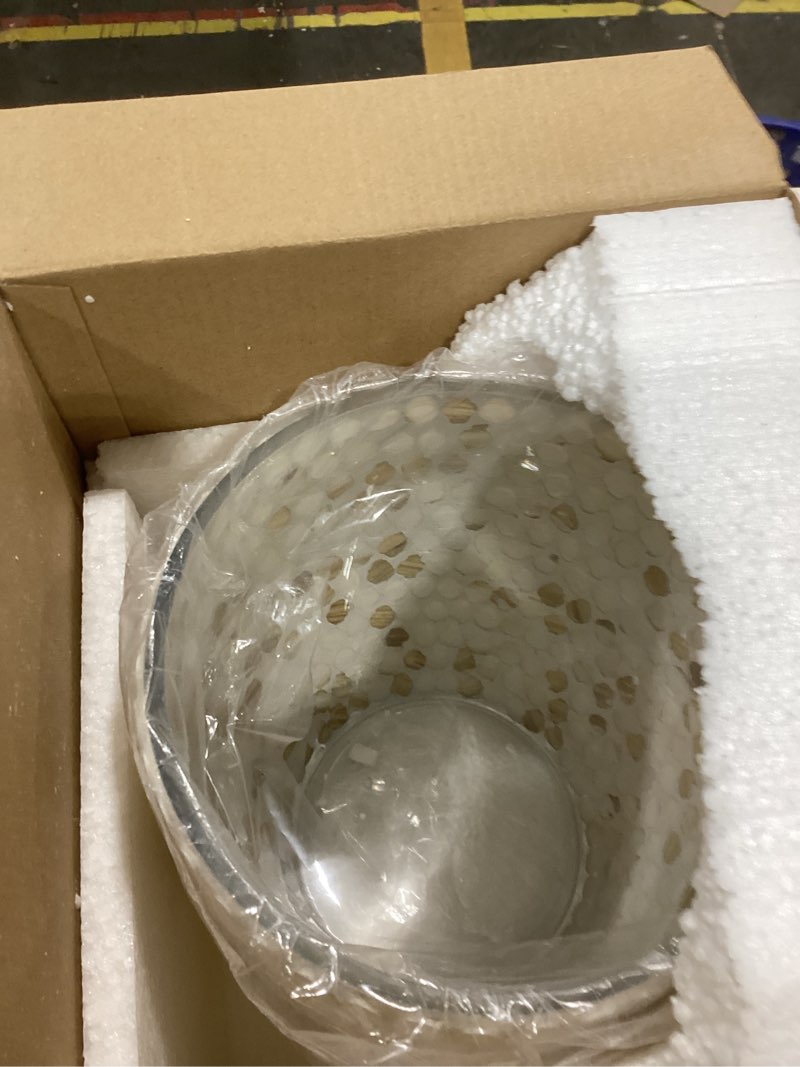 Condition photo showing Good Condition for Escenzy Natural Shell Bathroom Trash Can Mosaic Glass 5L | Decorative Small Garbage Can | 7" x 10" | Luxury Waste Basket for Restroom, Office, Bedroom & Kitchen | Shiny Glass Bathroom Accessories